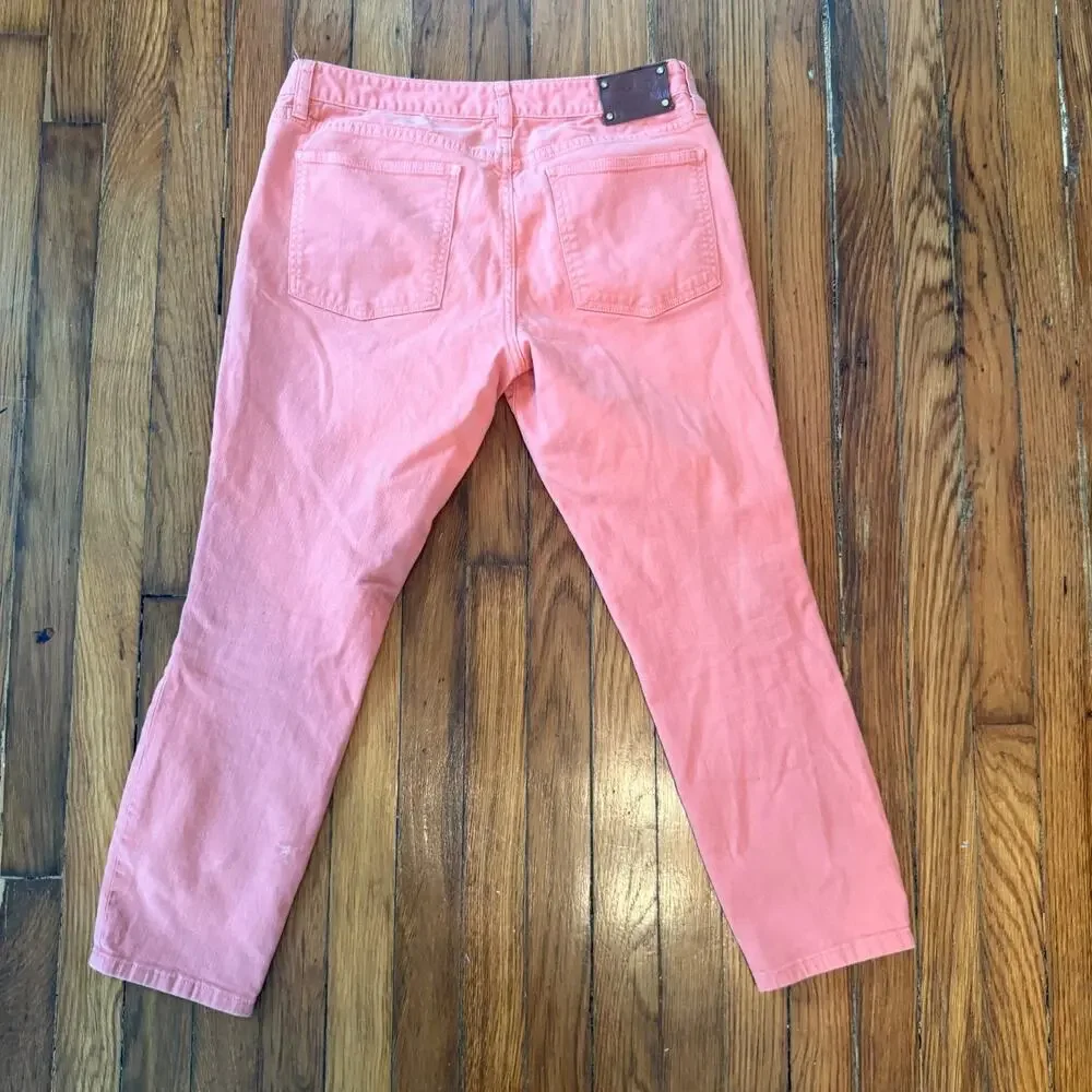 Tory Burch Cropped Skinny Jeans Coral Peachy Size 31 Resortwear Preppy W33‎